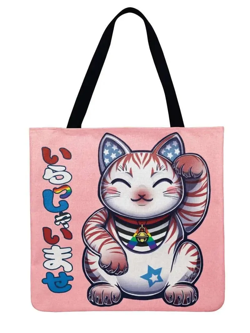 Lucky Cat Printed Tote