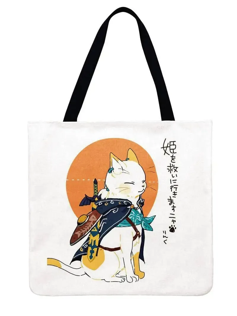 Lucky Cat Printed Tote
