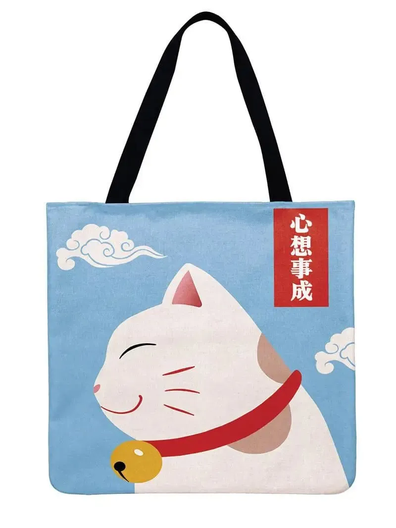 Lucky Cat Printed Tote