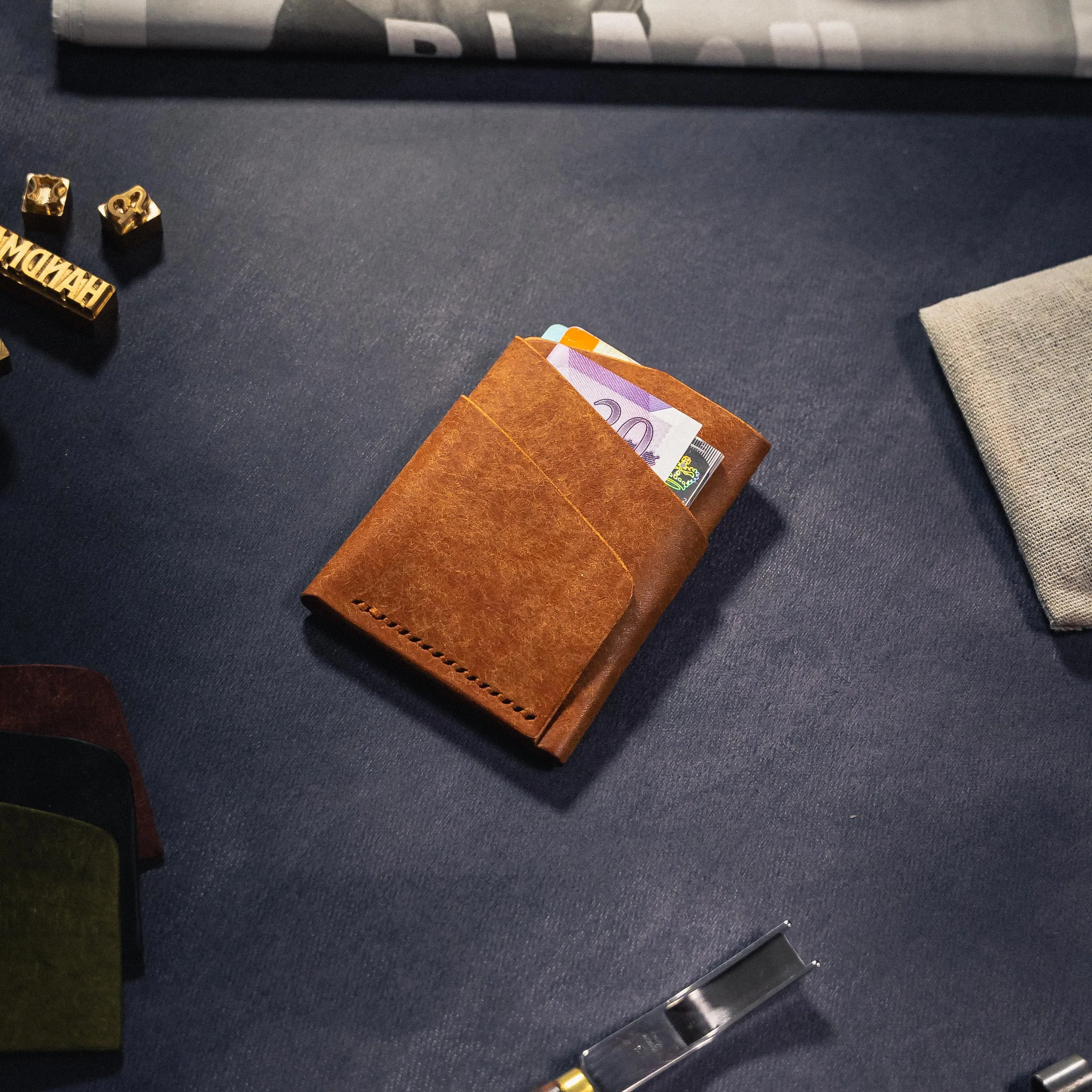Pembrook 'Sleeve' Leather Cardholder - Cognac (Samples & Seconds)