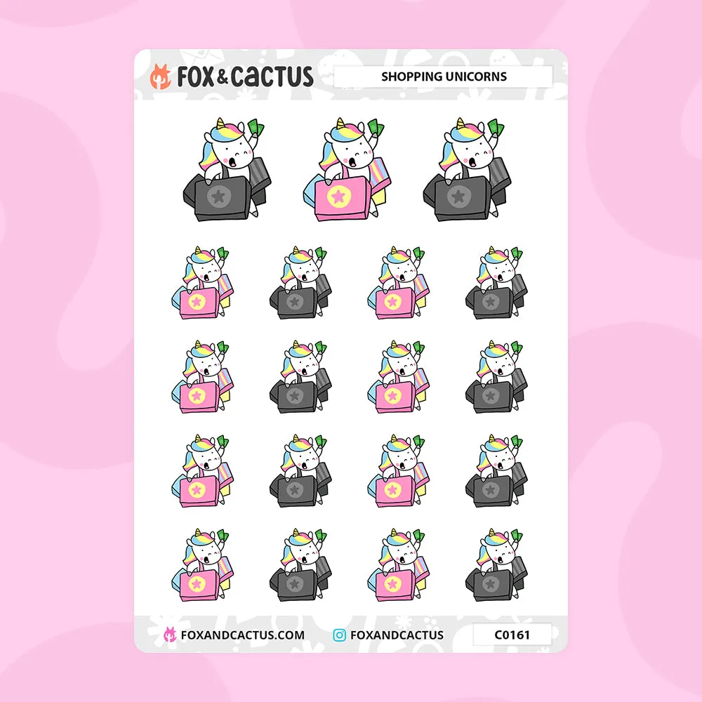 Shopping Unicorn Stickers