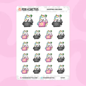 Shopping Unicorn Stickers