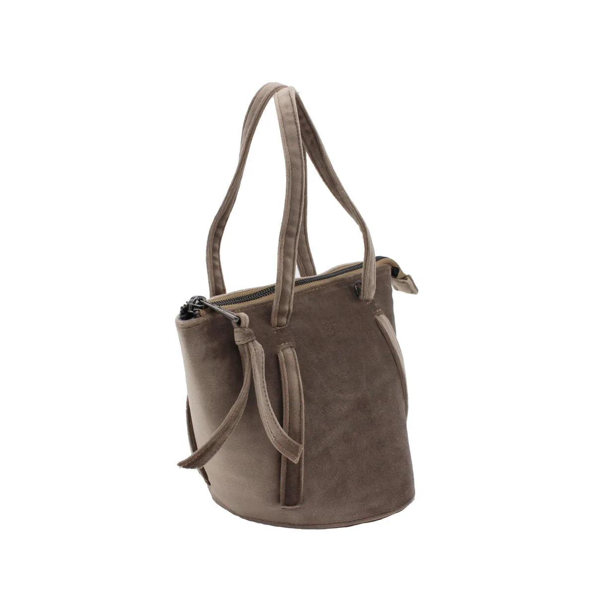 Taupe | Velvet Bucket Bag